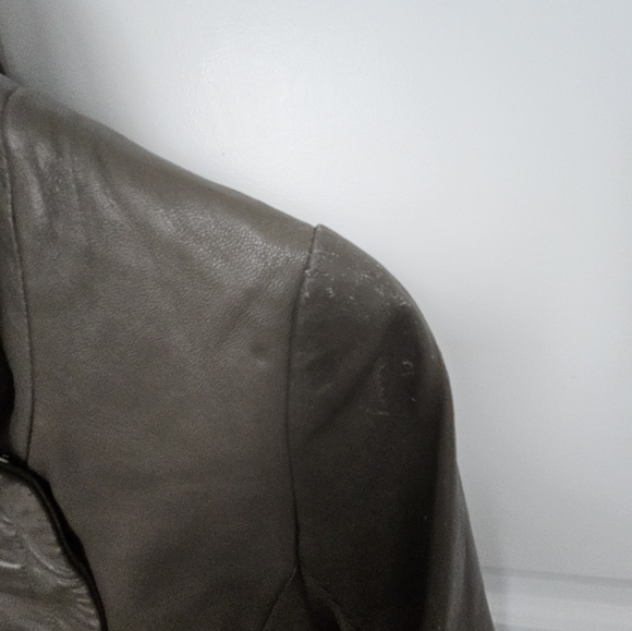 Genuine Leather Jacket Green Gray - Picture 7 of 17